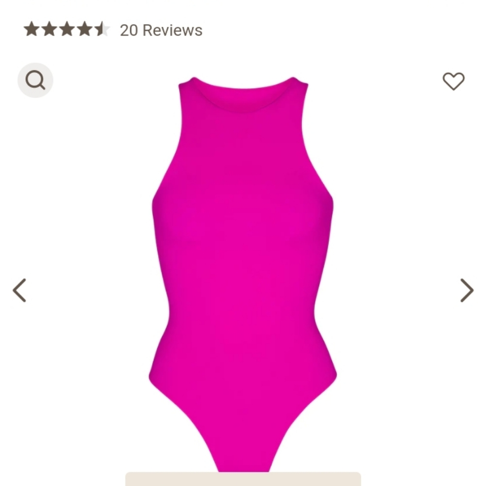 Skims sold out long neck bodysuit in fuchsia
